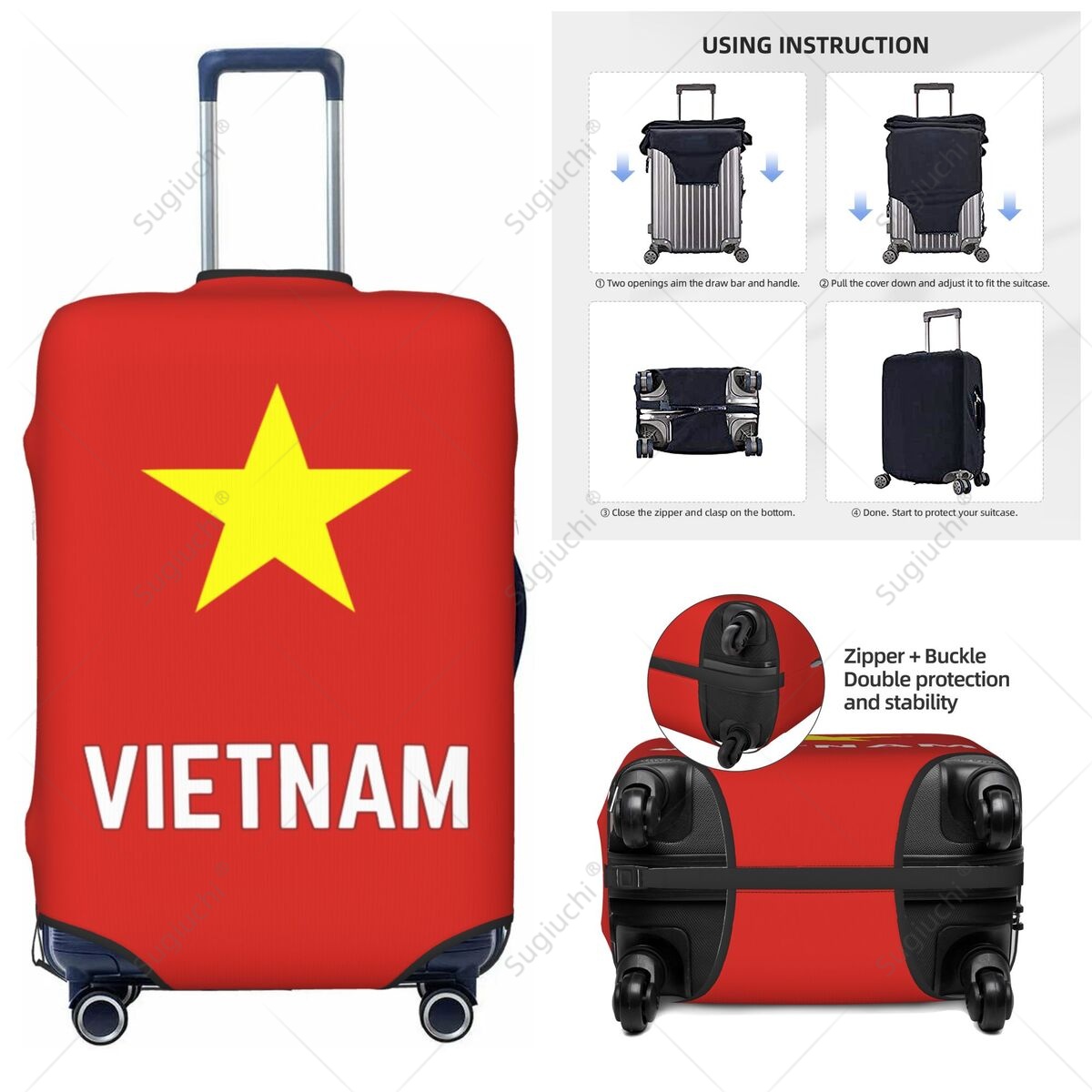 Travel Accessories Vietnam - Pokrowiec na walizkę z flagą Wietnamu,